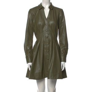 NWT-Ameeta Long Sleeve Faux Leather Shirtdress
